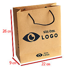 Baskılı Çanta Kraft 22x26x9 cm - 