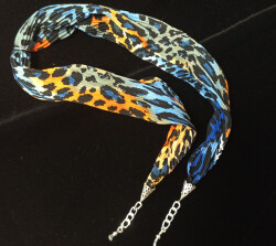 Fular Gümüş Çitemani Mavi-Turuncu - 