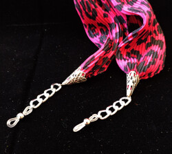 Fular Gümüş Leopar Pembe - 