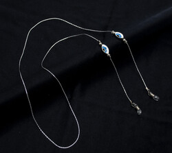 Zincir Nazar Mavi Gümüş - 