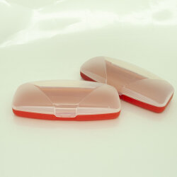 Plastik Kutu Optik Floklu Şeffaf Kırmızı - 4