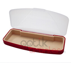 Plastik Kutu Optik Floklu Şeffaf Kırmızı - 