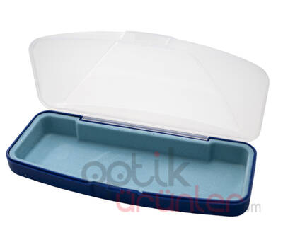 Plastik Kutu Optik Floklu Şeffaf Lacivert - 1