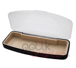 Plastik Kutu Optik Floklu Şeffaf Siyah - 