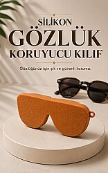 Silikon Gözlük Kılıfı Kahve (Simli) - (1)
