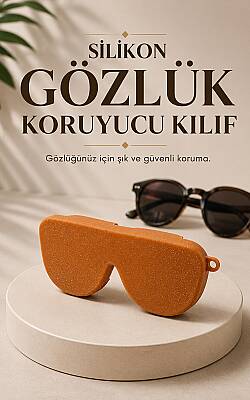 Silikon Gözlük Kılıfı Kahve (Simli) - 2