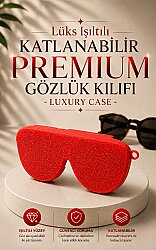 Silikon Gözlük Kılıfı Kırmızı (Simli) - 