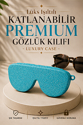 Silikon Gözlük Kılıfı Turkuaz (Simli) - 1